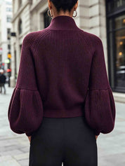 Isadora Pelletier | Puff-Sleeve Zip-Up Sweater For Women