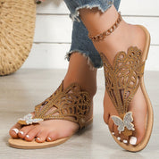 Giulia Castellano | Rhinestone Butterfly Flat Sandals For Women