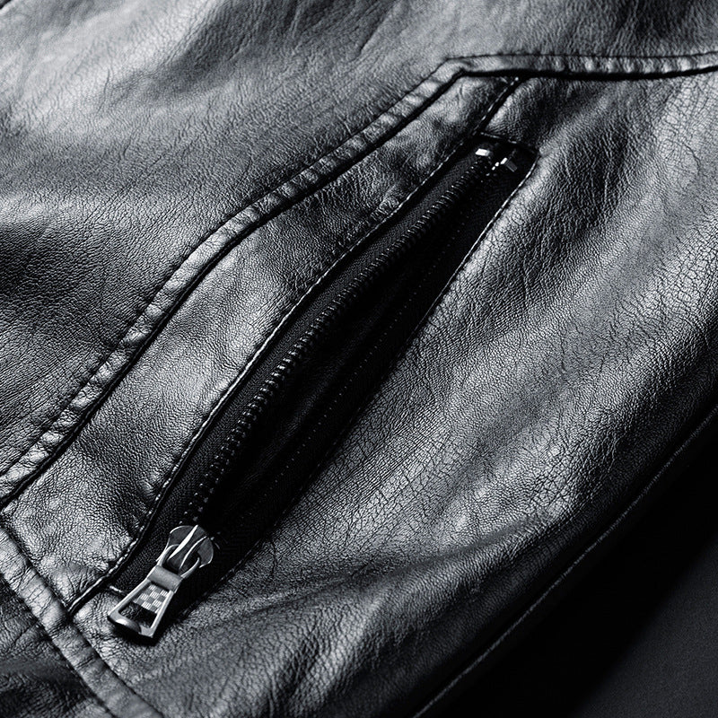 Orrin Kempcombe | Stand-Collar Leather-Look Jacket For Men