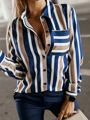 Margaux Delvaux | Striped Button-Up Shirt With Chest Pocket For Women