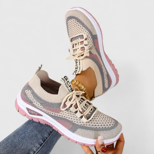 Emmeline Hartcross | Orthopedic Mesh Sneakers in Pink Beige
