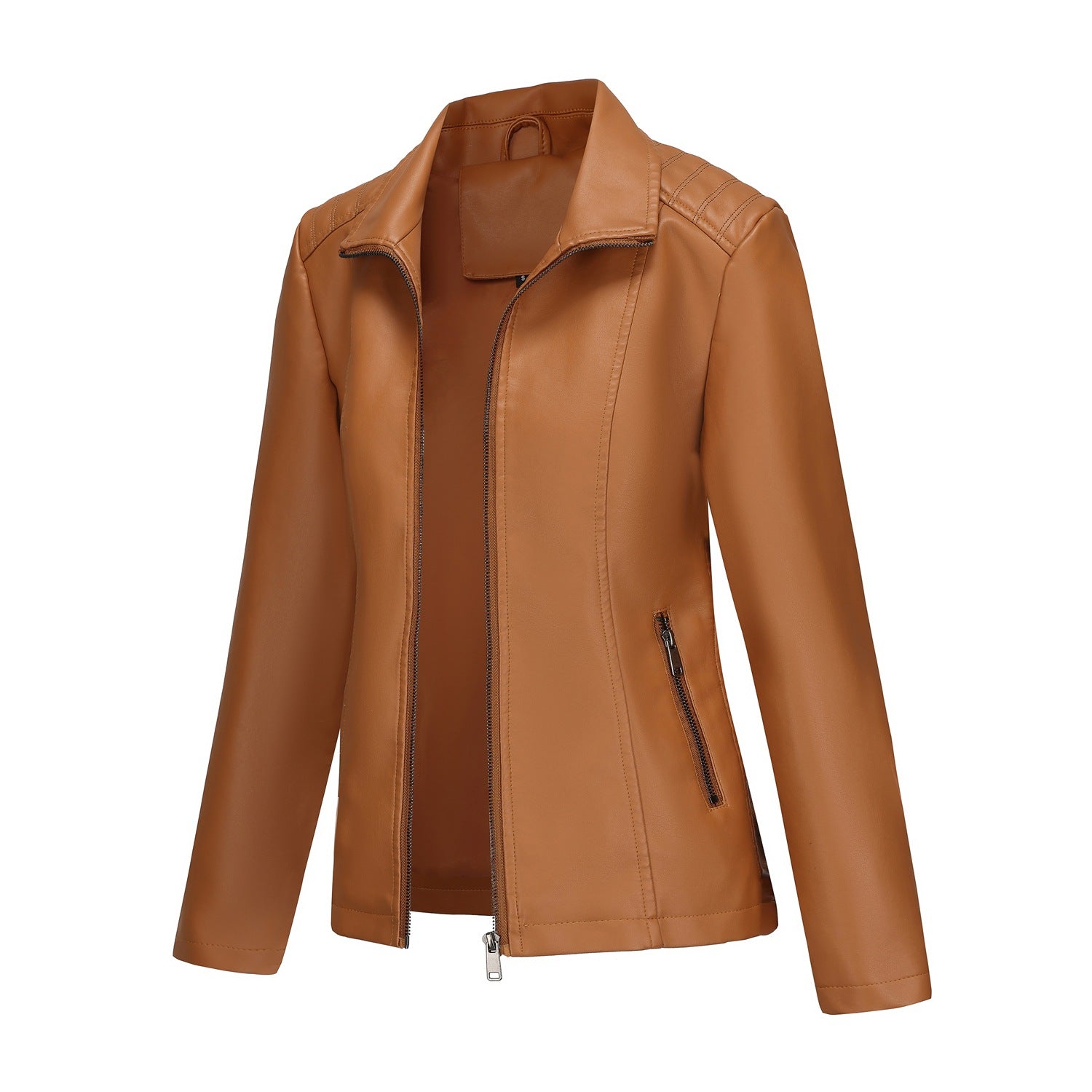 Celestine Duvall | Zip-Front Leather Jacket For Women