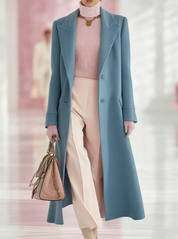 Effie Evercombe | Long Lapel Wool-Look Coat For Women