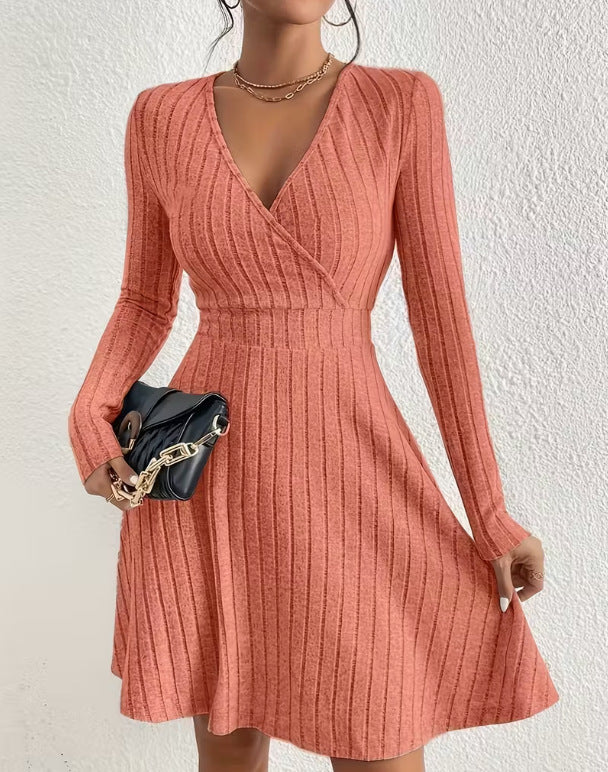 Bernadette Solaire | Ribbed Knit Wrap Mini Dress For Women