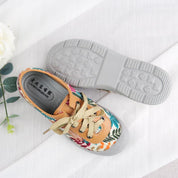 Serena Beaufort | Floral Canvas Lace-Up Flats For Women