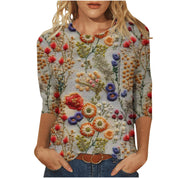 Isadora Winslow | 3D Floral Print Round Neck Top For Women
