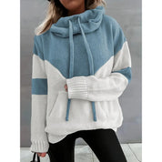 Aurelie Chastenet | Color Block Cowl Neck Sweater With Drawstring For Women