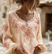 Ines Delacourt | Floral Embroidered Boho Blouse For Women