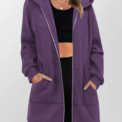 Renata Souvestre | Longline Zip Hoodie With Pockets For Women