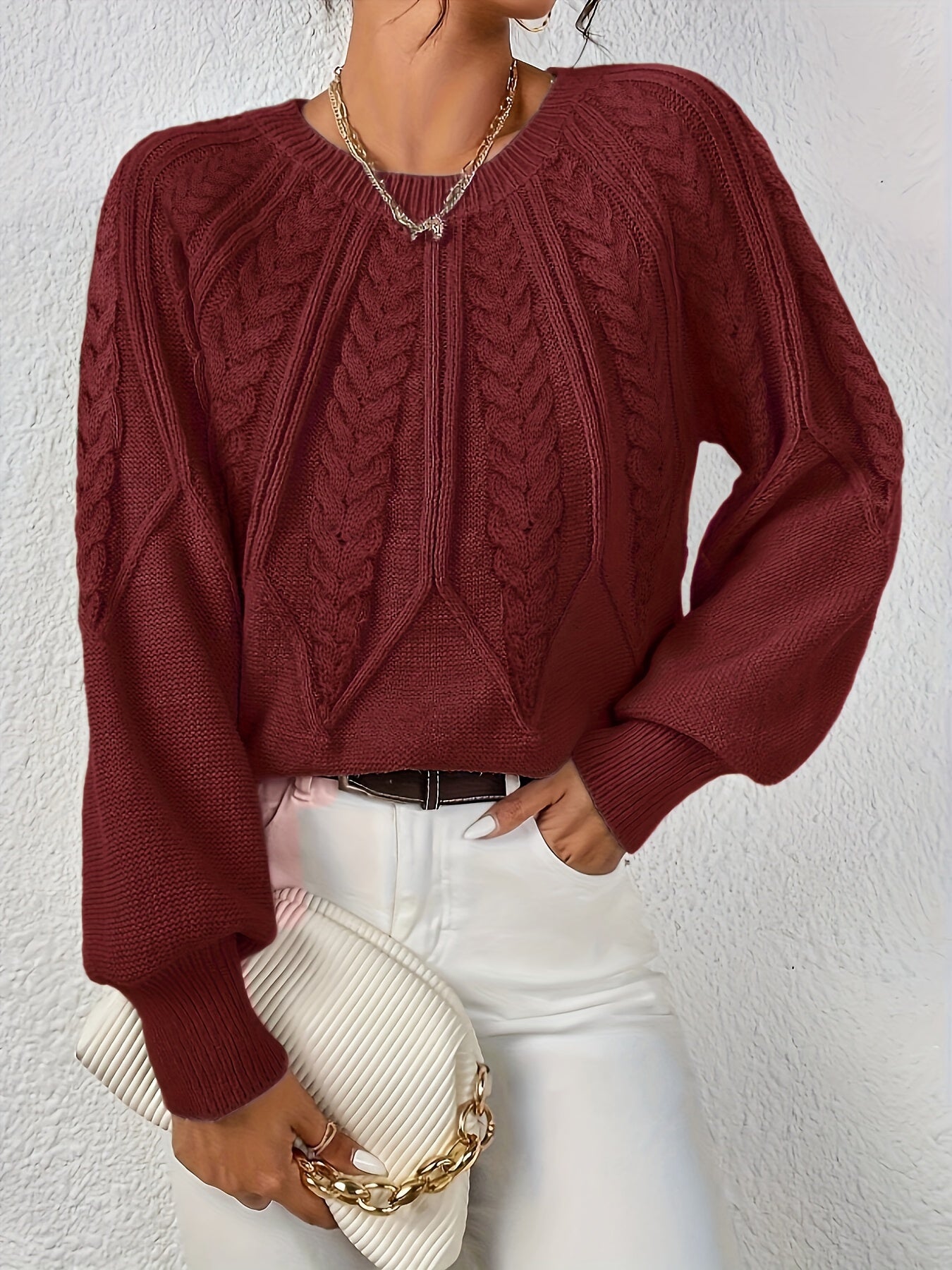 Fabienne Cortland | Cable-Knit Round-Neck Sweater For Women