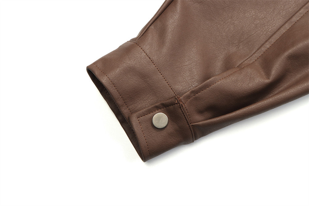 Rafael Moretti | Oversized Leather Jacket With Stand Collar For Men