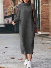 Isabelle Moreau | Turtleneck Knit Sweater Maxi Dress For Women