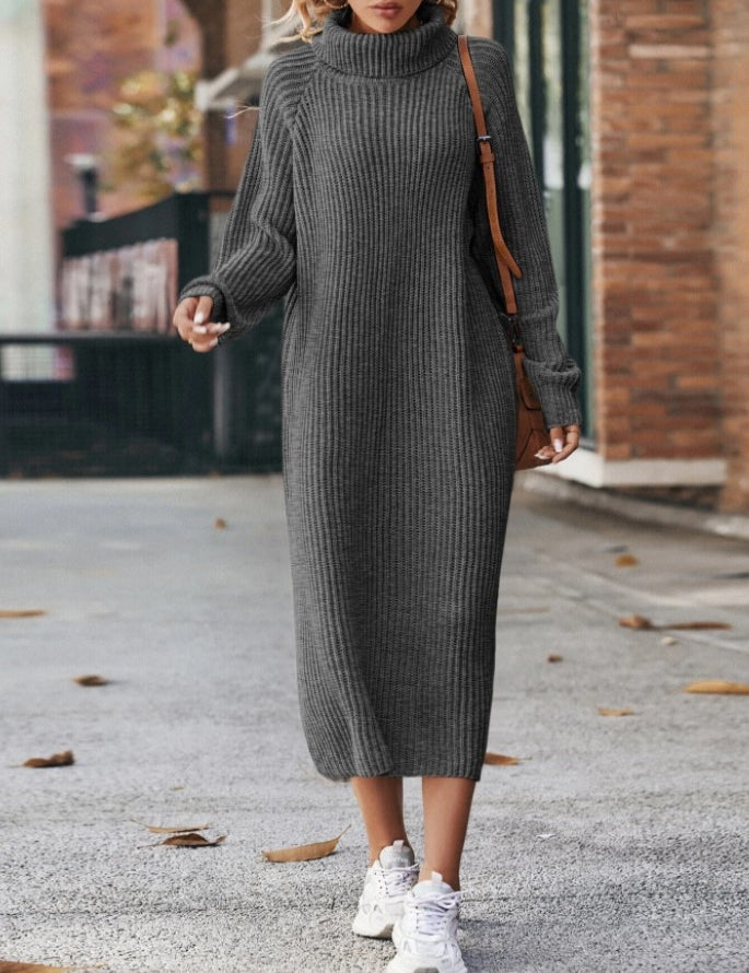 Isabelle Moreau | Turtleneck Knit Sweater Maxi Dress For Women