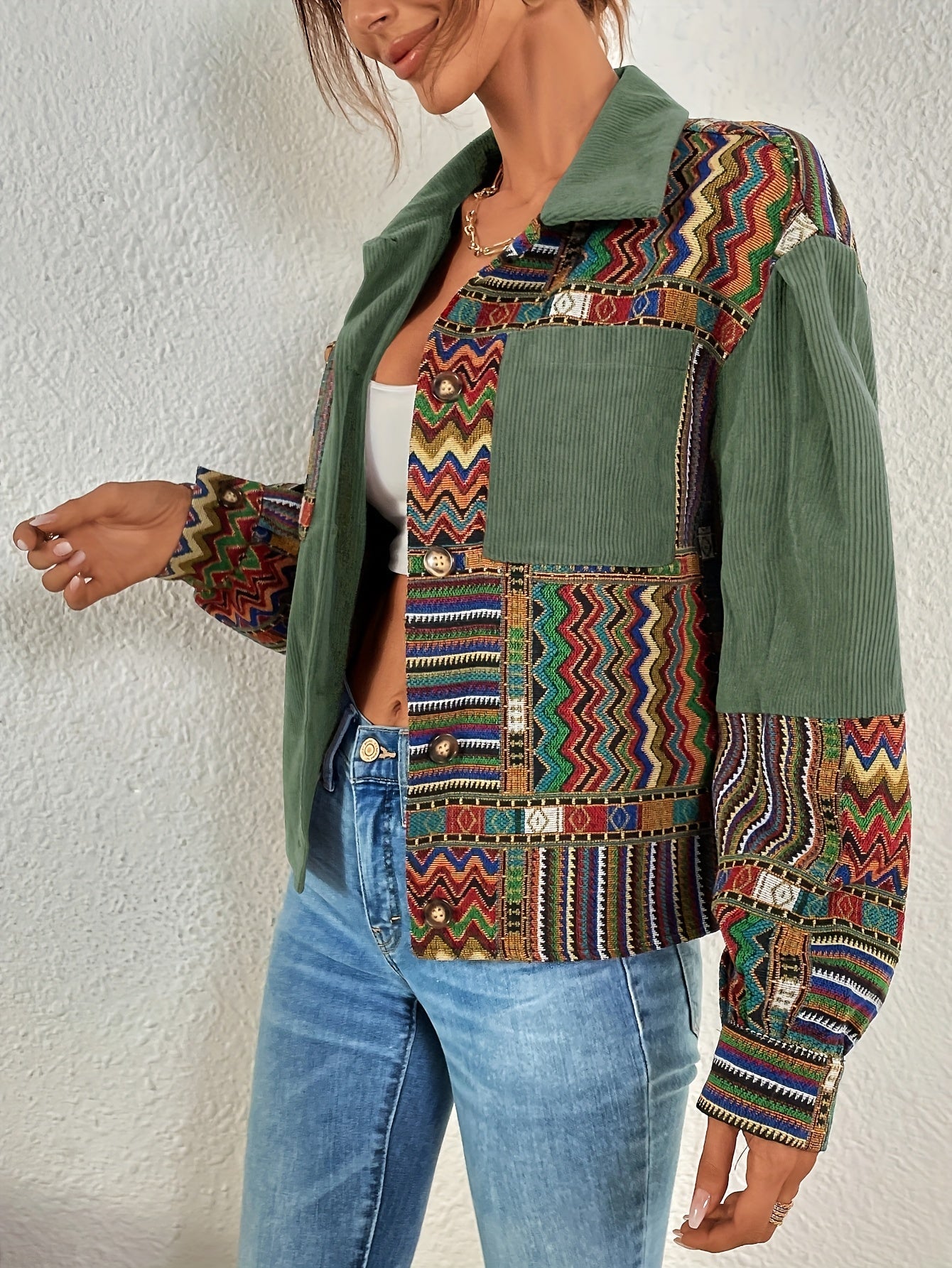 Juliette Renard | Corduroy Patchwork Jacket For Women