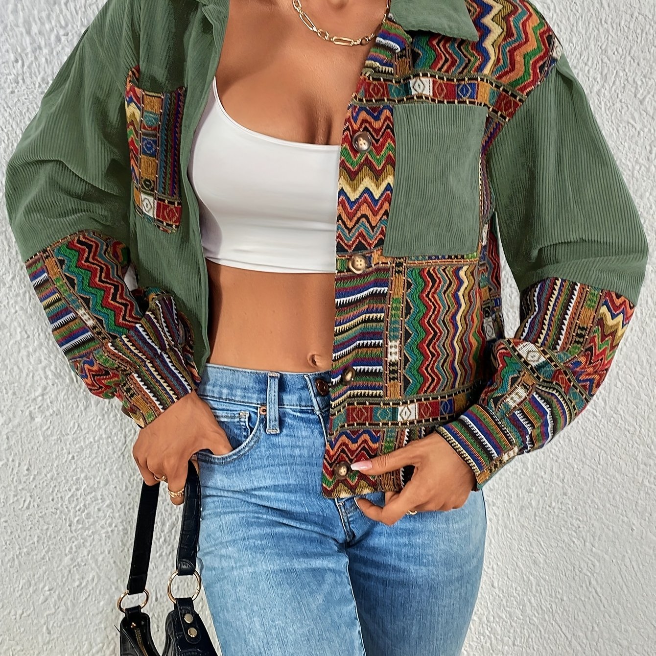 Juliette Renard | Corduroy Patchwork Jacket For Women