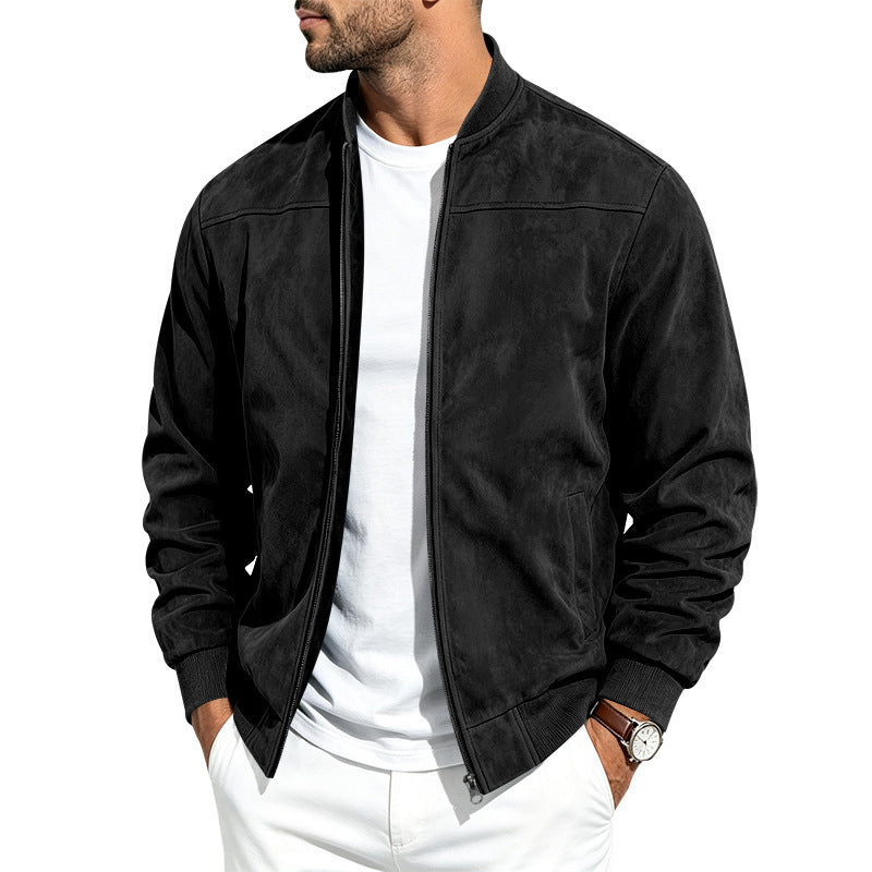 Nixon Braybrook | Faux Suede Zip Up Bomber Jacket For Men