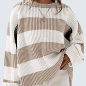 Lucienne Bardot | Striped Oversized Knit Sweater For Women