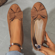 Clarisse Duvernois | Grey Bow Detail Orthopedic Ballet Flats