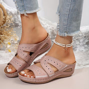Clarette Beauvignon | Embroidered Wedge Slide Sandals For Women