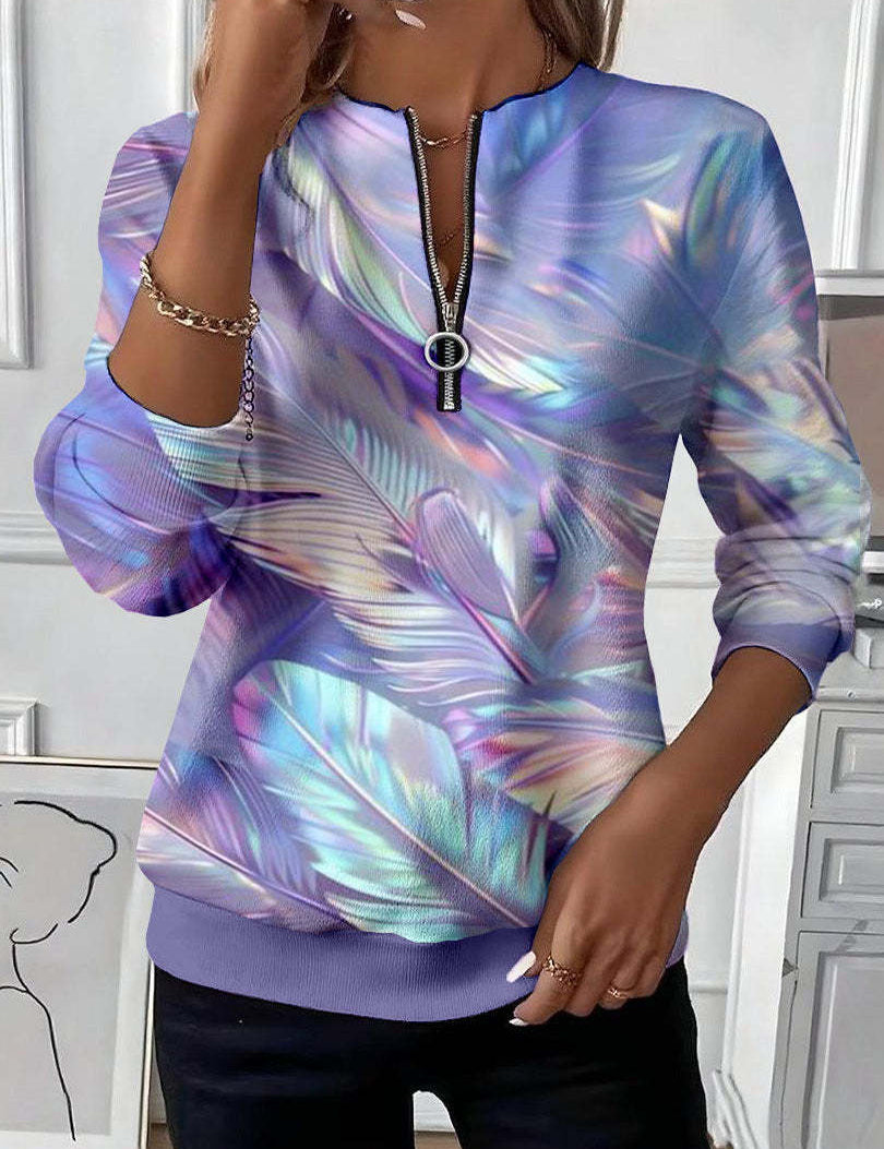 Charlotte Dubois | Abstract Print Half-Zip Top For Women