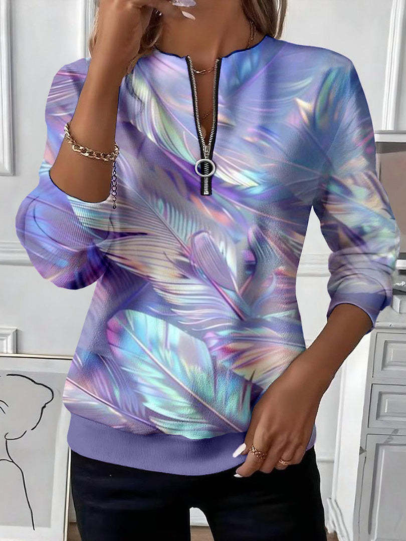 Charlotte Dubois | Abstract Print Half-Zip Top For Women