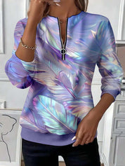 Charlotte Dubois | Abstract Print Half-Zip Top For Women