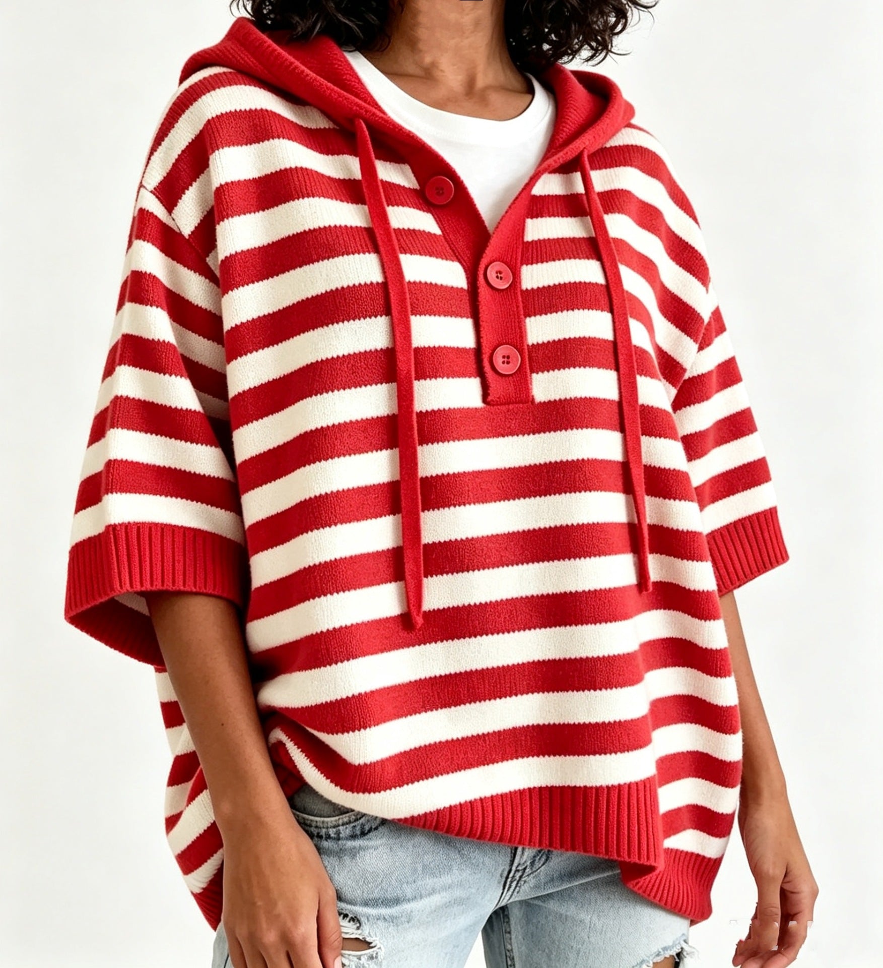 Amelie Rousseau | Striped Hooded Knit Sweater For Women
