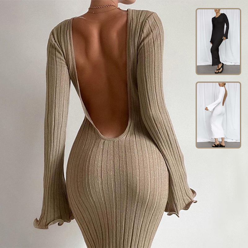 Anais Delvaux | Backless Ribbed Knit Maxi Dress For Women
