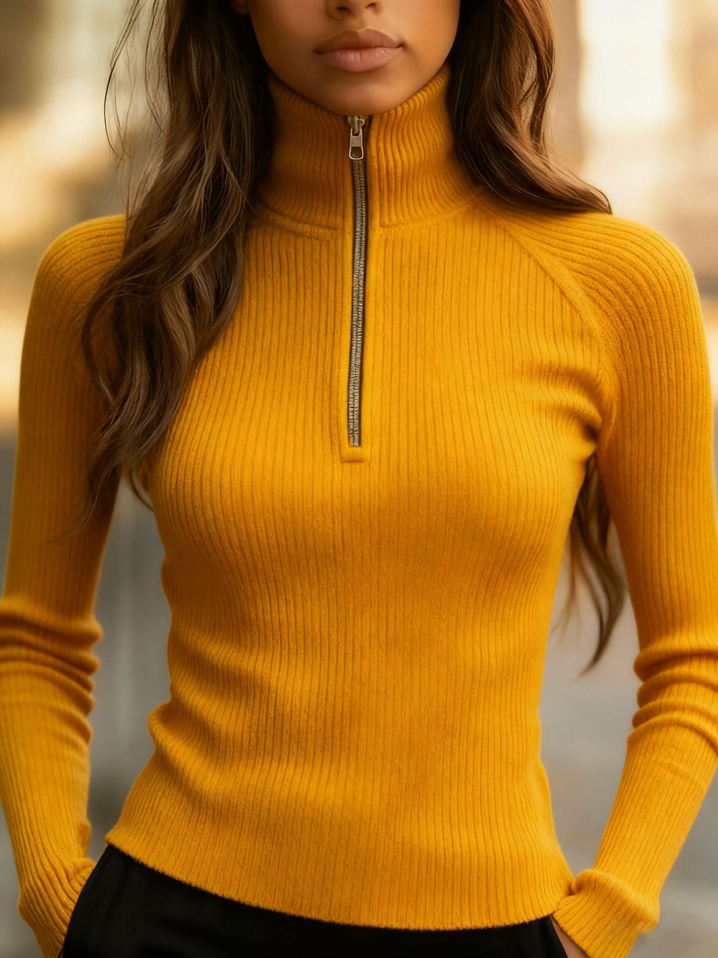 Elena Marchetti | Slim-Fit Ribbed Knit Top For Women