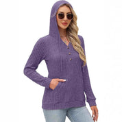 Lucia Ferrante | Wine Red Hooded Rib-Knit Sweater For Women