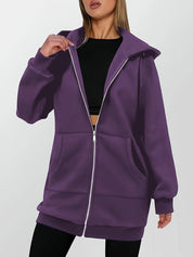 Renata Souvestre | Longline Zip Hoodie With Pockets For Women