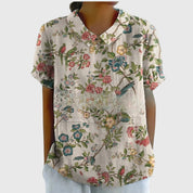 Éloise Fairverne | Green Floral Print Short Sleeve Blouse