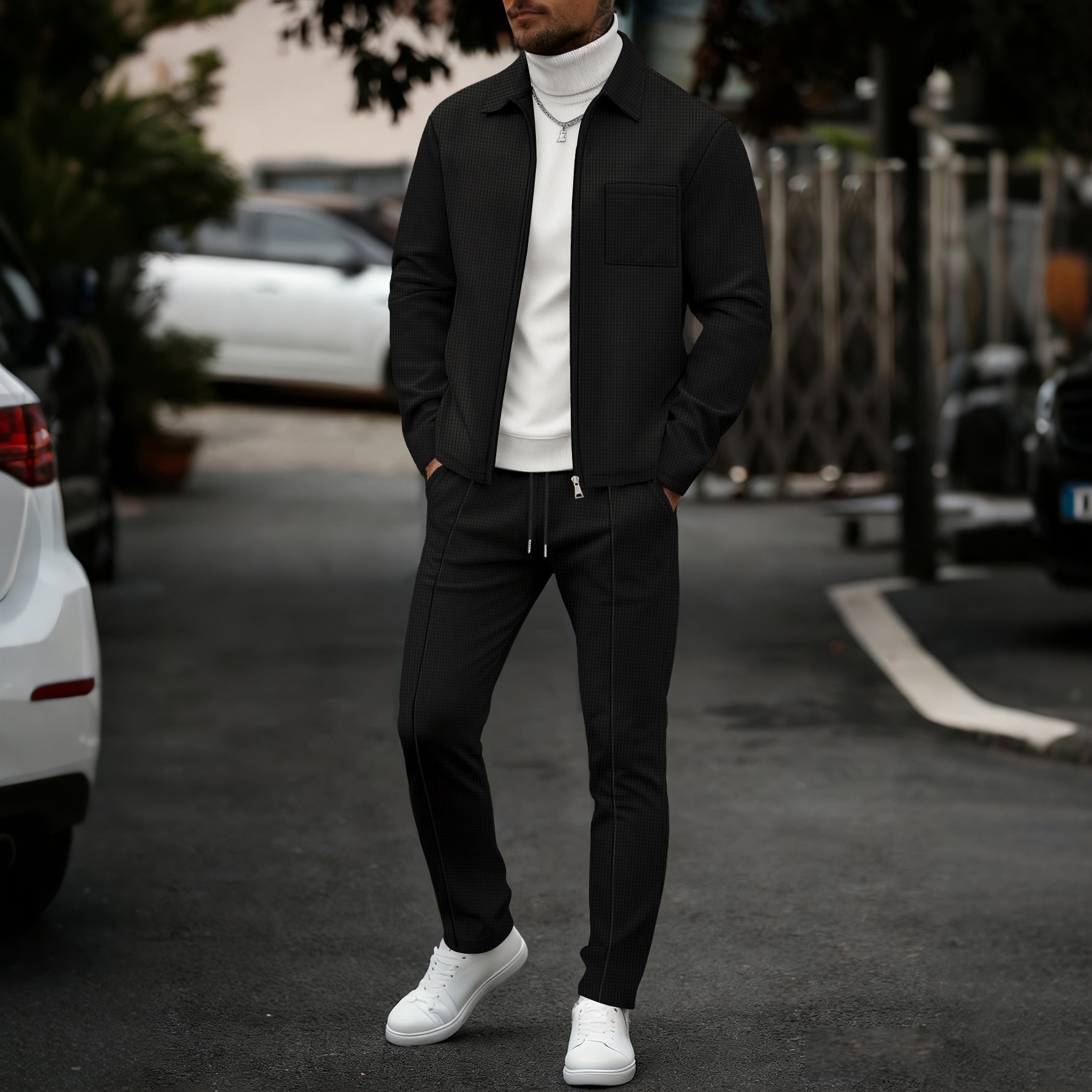 Rhett Graystone | Light Gray Shirt Jacket & Pants Set For Men