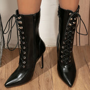 Odessa Lambert | Lace-Up Pointed Heel Boots For Women
