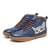 Isabella Fontaine | Cat Print High-Top Boots For Women