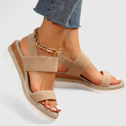 Vivienne Caldecrost | Black Espadrille Wedge Orthopedic Sandals