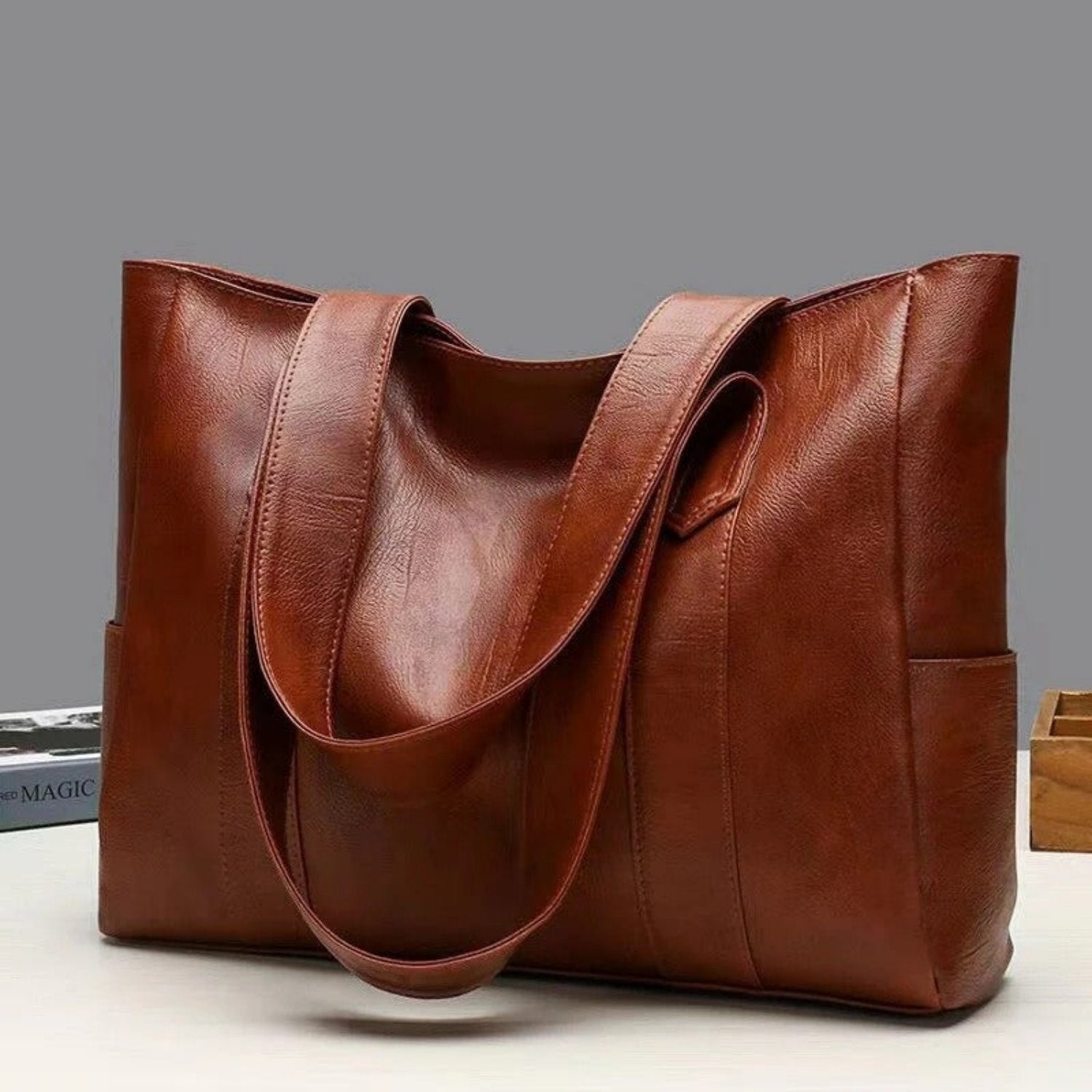 Marcus Bellini | Leather Shoulder Tote Bag For Women