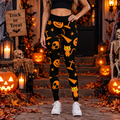 Black Cat Society | Skull & Pumpkin Halloween Leggings For Women