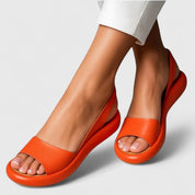 Celeste Ormond | Yellow Open Toe Platform Wedge Slingback Sandals