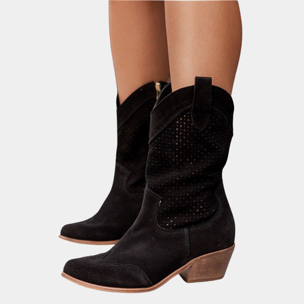 Clarinda Westhaven | White Orthopedic Cowboy Boots with Perforated Detail