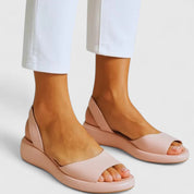 Celeste Ormond | Yellow Open Toe Platform Wedge Slingback Sandals