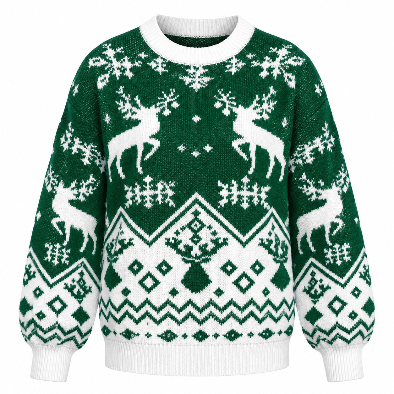 Candy Cane | Red Reindeer Fair Isle Christmas Sweater For Women