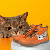 Isabella Fontaine | Cat Print High-Top Boots For Women