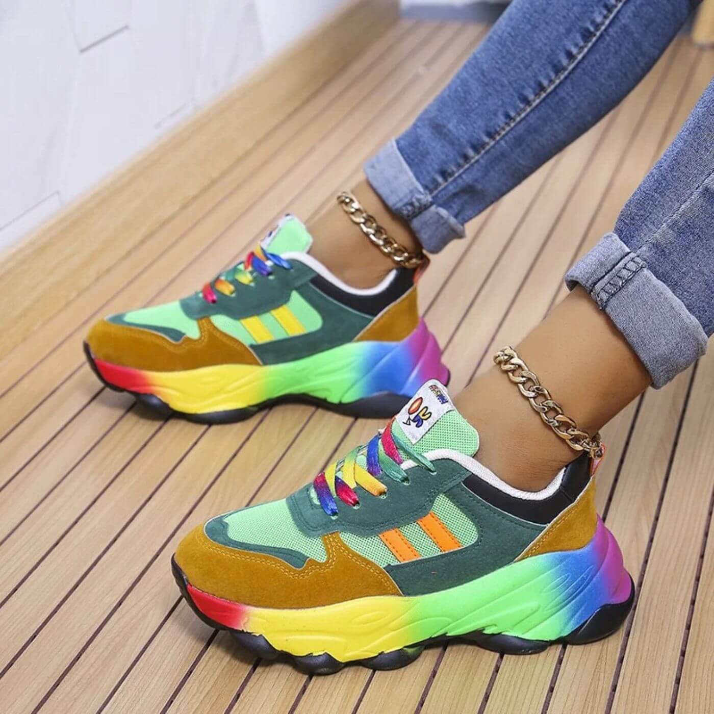 Lysandra Pembrooke | Rainbow Platform Orthopedic Sneakers