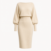 Seraphine Winthrop | Balloon Sleeve Knit Midi Dress For Women