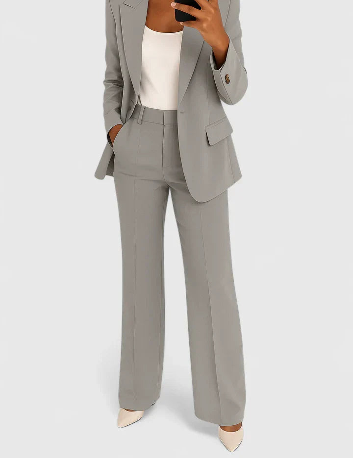Elspeth Ravensdale | Black Wide-Leg Two-Piece Blazer Suit Set
