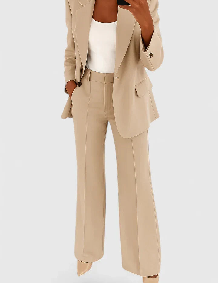 Elspeth Ravensdale | Black Wide-Leg Two-Piece Blazer Suit Set