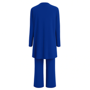 Elspeth Vaurien | Women's 3-Piece Cardigan Tank & Wide-Leg Pants Set in Slate Grey
