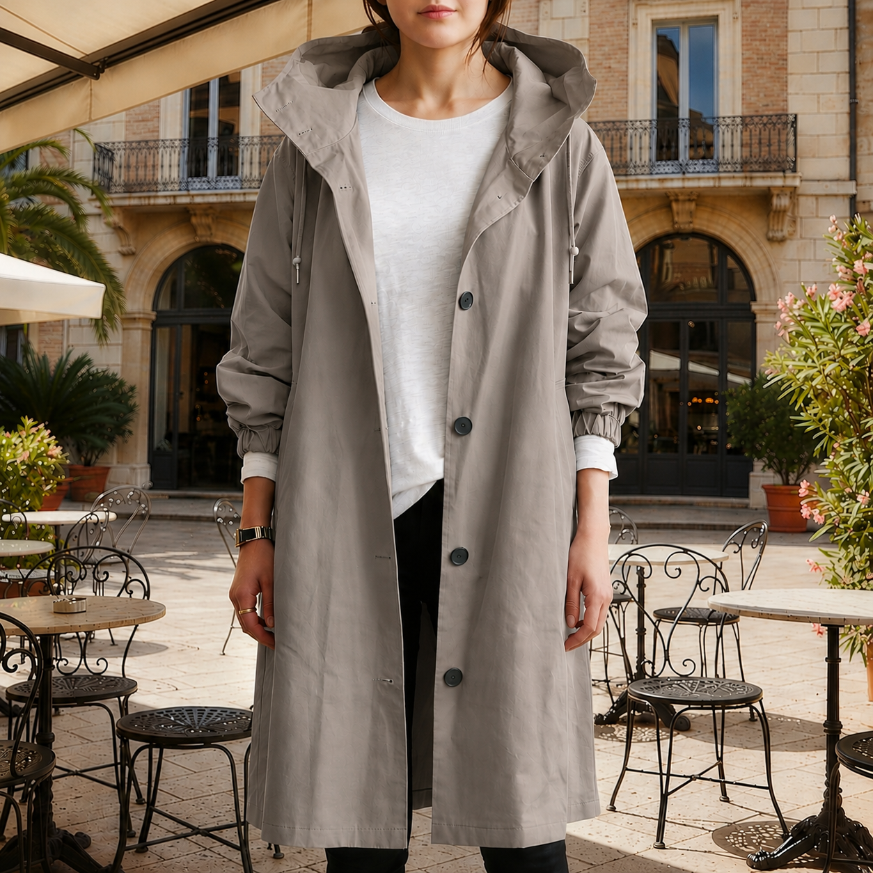 Pauline Grenoble | Hooded Waterproof Trench Coat For Women