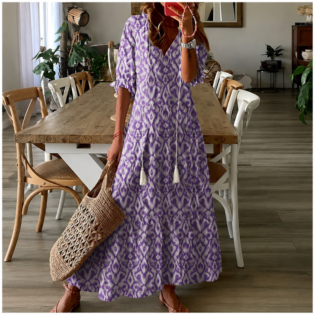Aurelia Santorini | Ikat Print Maxi Dress For Women